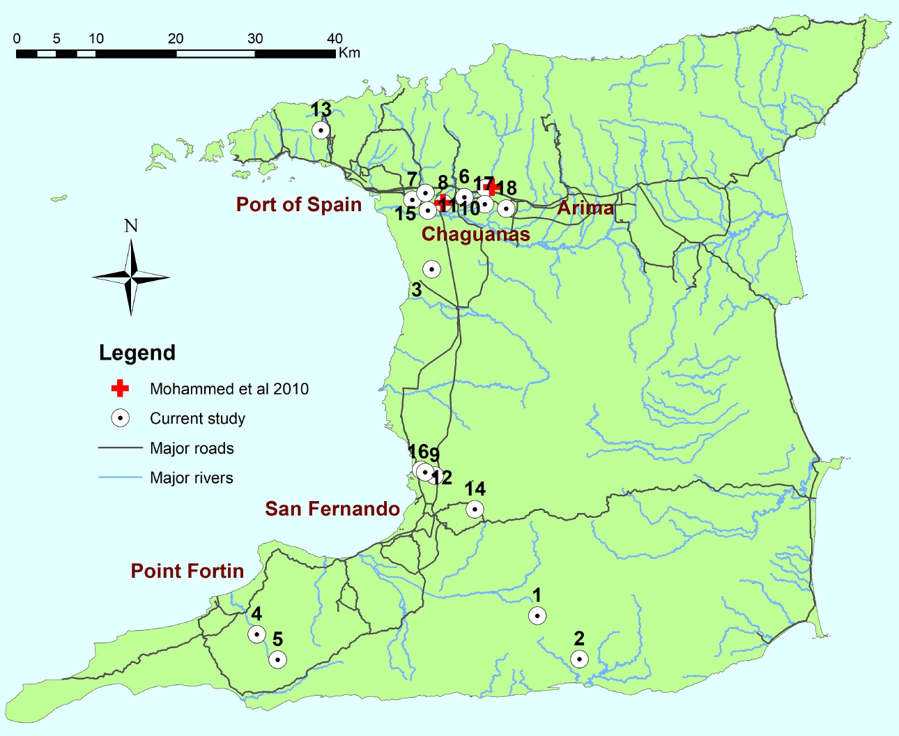Fig.1. Occurrences of Trachemys scripta elegans between 2005 to 2017.